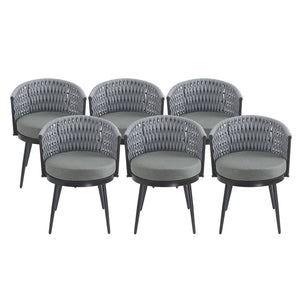 English Elm Christopher Knight Home® - Outdoor Dining Chair with Metal Frame & Handwoven Rope, Weather-Resistant Cushioned Seat for Patio Comfort and Stylish Alfresco Seating Light Gray N770P290585G