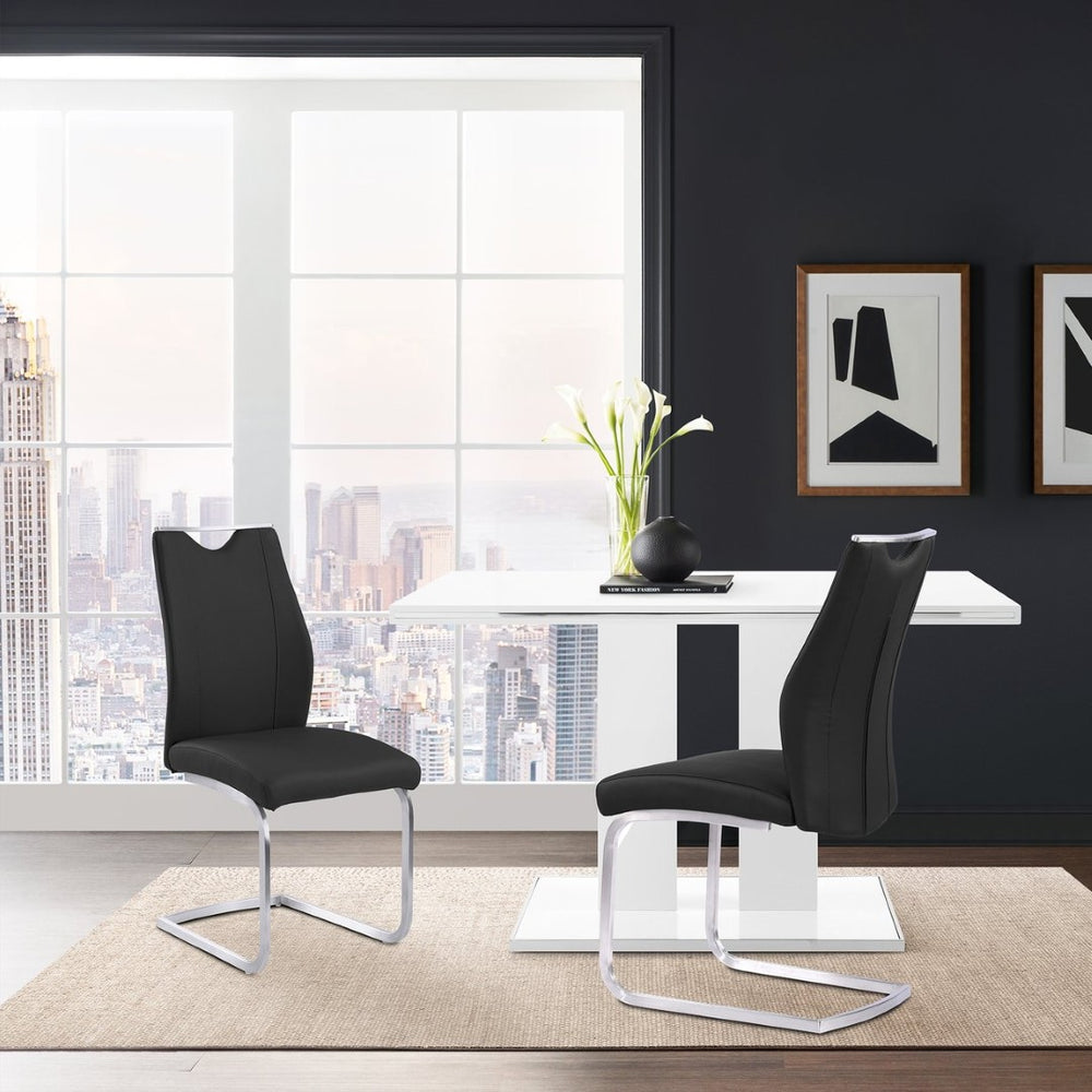 English Elm Bravo High Back Faux Leather Dining Chairs with Steel Frame Modern Set of 2 B2736P464809