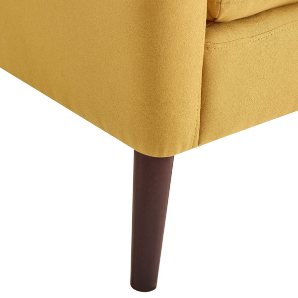English Elm Tufted Upholstered Armchair with Mid-Century Flared Dowel Legs, Plush Foam Seat and Engineered Frame Yellow B343P317237