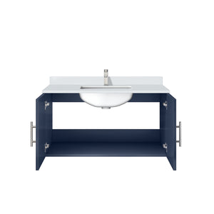 English Elm Navy Blue Bath Vanity With Cultured Marble Top & Chrome Faucet Set - Stylish Storage Solution! B2731P258623