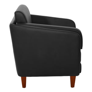 OSP Home Furnishings Club Chair Faux Leather Accent Seat with Cherry Wood Legs for Office or Lounge Spaces SL59401-U65