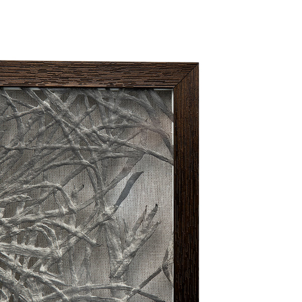 English Elm 39.4x1.2x19.7" Giotto Forest Shadow Box Wall Decor — Warm Brown Frame, Gray Ombre Tree Accent for Den W2078P313335