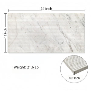 English Elm 12*24 White Marble Wall Tiles - Textured 3D Fluted Finish For Luxe Interiors, 4 Genuine Pieces W1696P262333