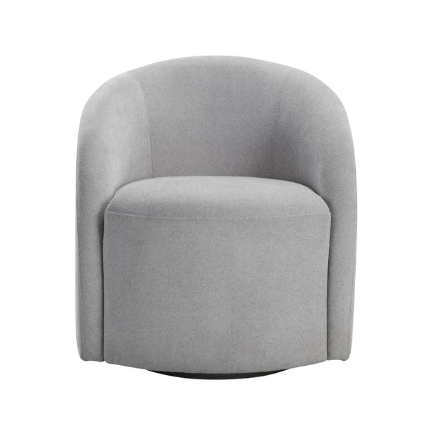 English Elm Light Gray Boucle Swivel Barrel Chair with Solid Wood Frame, 360° Swivel, Foam Over Coils, No Assembly Required B011P305081