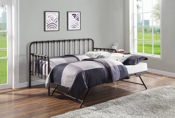 English Elm Daybed Classic Metal Frame with Lift-Up Trundle, Space-Saving Guest Solution with Casters and Foldable Legs Bronze 87.75 L x 25.25 W x 6 H B011P332230