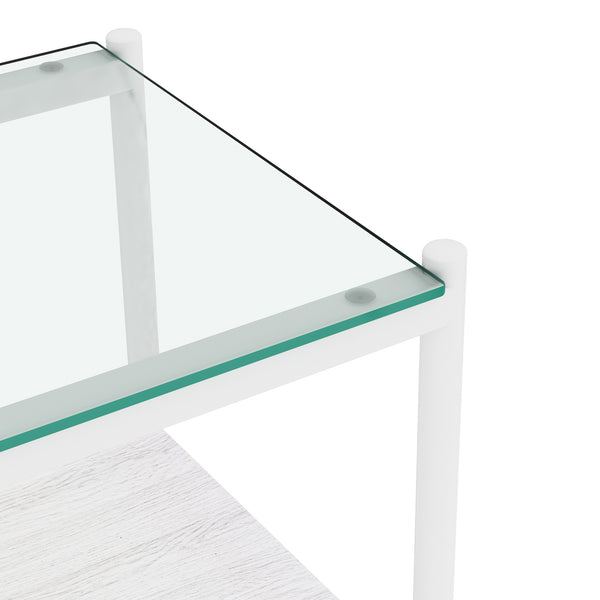 English Elm Coffee Table Set Of 3 – Modern Tempered Glass & Mdf End Tables For Stylish Living Room Decor W241S00050