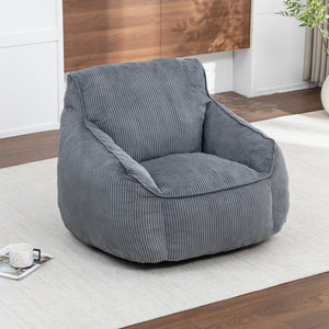 English Elm Giant Corduroy Bean Bag Sofa with Armrests Foam Filled Cozy Adult Lounge Chair Dark Gray W2200P442800