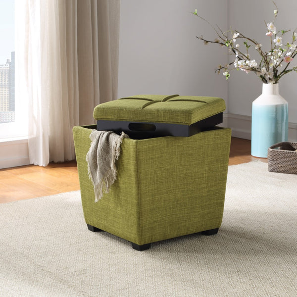 OSP Home Furnishings Rockford Storage Ottoman Green