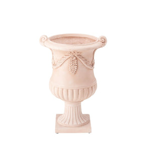 English Elm Elegant Handcrafted Mgo Floral Relief Garden Urn Planter with Antique White Finish Terracotta N772P389441T