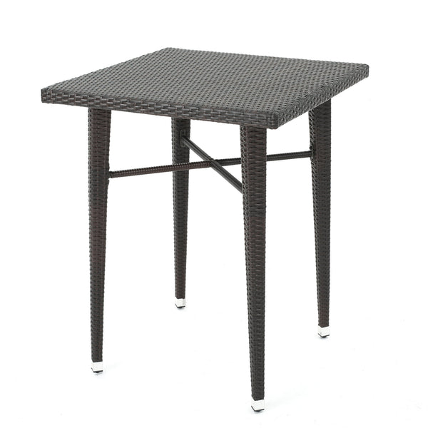 English Elm Christopher Knight Home® - 32" Brown Multi Wicker Bar Table - All-Weather Rattan & Iron Frame, Sturdy Outdoor Patio Accent, 41"H 61429.00MBRN