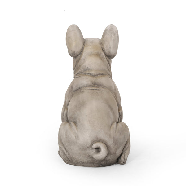 English Elm Christopher Knight Home® - DOG French Bulldog Garden Sculpture Cast Stone Outdoor Accent with Antique Wash, Durable Charm Gray 70293.00GRY