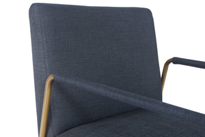 Sunpan Balford Dining Armchair - Elegant Mid-Century Design with Comfortable Seat and Antique Brass Frame Arena Navy