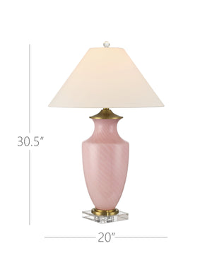 Currey & Company Lucy Pink Table Lamp – Exquisite Venetian Zanfirico Glass, Crystal Base & Elegant Brass Accent Shade Pink Glass ,Optic Crystal 6000-1023-currey-company
