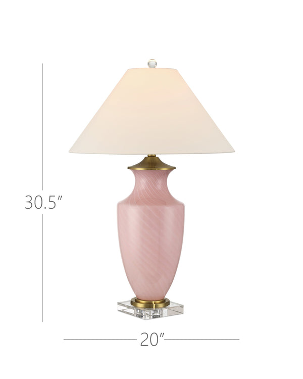 Currey & Company Lucy Pink Table Lamp – Exquisite Venetian Zanfirico Glass, Crystal Base & Elegant Brass Accent Shade Pink Glass ,Optic Crystal 6000-1023-currey-company