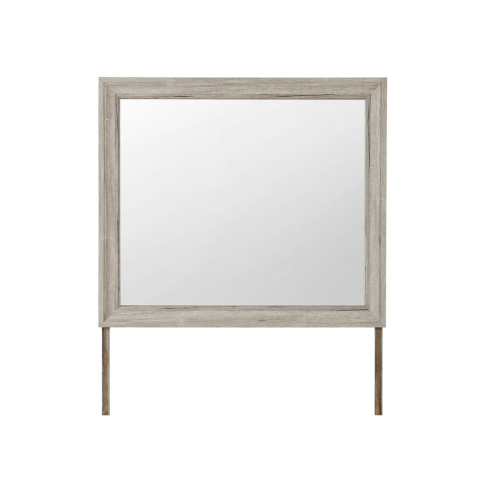 English Elm Mario Natural Mirror - Large Contemporary Solid Wood Frame, Sleek Dresser-Connectable Design, Sturdy B201P410133