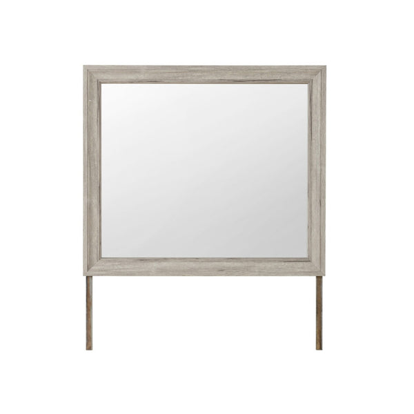 English Elm Mario Natural Mirror - Large Contemporary Solid Wood Frame, Sleek Dresser-Connectable Design, Sturdy B201P410133