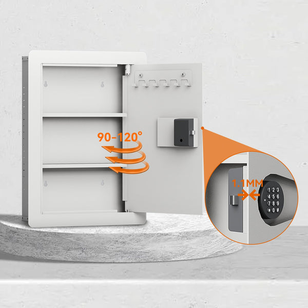 English Elm Digital Wall Hidden Safe Flat with Electronic Keypad Lock, Heavy Steel In-Wall Security Safe for Valuables and Documents Off White W396P195636