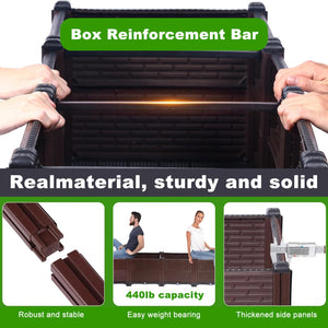 English Elm 47.2x15.7x19.6in Raised Garden Beds Outdoor Polypropylene Planter Box with Drain, Frost & Heat Proof, 440lb Capacity W3101P314485