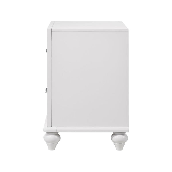 English Elm 2 Chic Two-Drawer Nightstand with Sparkling Acrylic Panels and Faceted Crystal Hardware for Glam Bedrooms White B016P255554