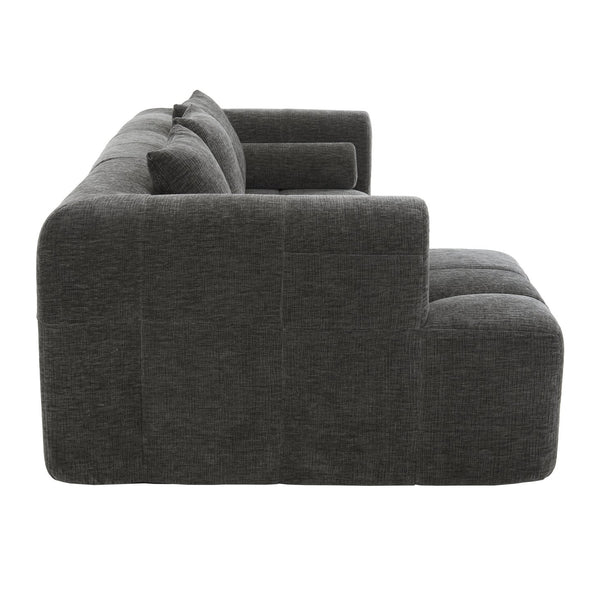 English Elm 101.2" Modern Sectional Sofa Full-Compressed Modular Couch with Deep Seating, Tufted Chenille Fabric, Pillows Included Grey N719S001890E