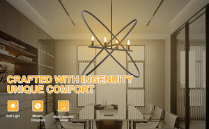 English Elm 29"L Atom 4-Light Matte Black & Brass LED Pendant—Orb Art Fixture, Dimmable, Eco-Friendly Lighting B072P220164