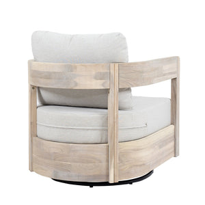 English Elm Telluride Outdoor Acacia Wood Swivel Club Chair Coastal Patio Seating Beige,Light White N775P304793G