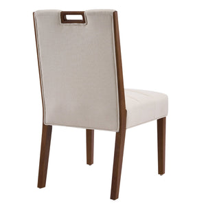 English Elm Upholstered Armless Dining Chairs Rubberwood Frame Minimalist Set of 2 for Compact Spaces Beige,Walnut N768P391163W