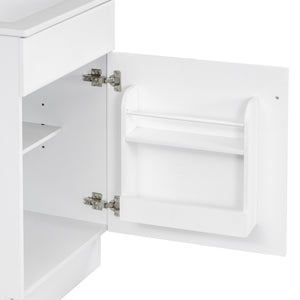English Elm Christopher Knight Home® - 20" Bathroom Vanity with Ceramic Sink and Soft-Close Door, Gold Knob, Adjustable Shelf Storage White N759P237946K