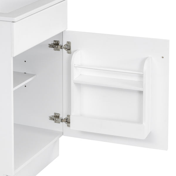 English Elm Christopher Knight Home® - 20" Bathroom Vanity with Ceramic Sink and Soft-Close Door, Gold Knob, Adjustable Shelf Storage White N759P237946K
