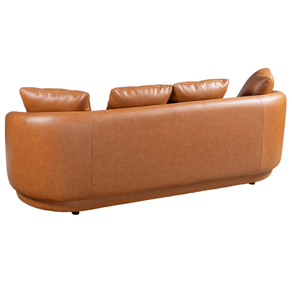 English Elm Ashcroft Furniture - Dylan Cognac Leather Sofa with Pocket Spring Comfort, Eucalyptus Frame, Soft High-Density Foam Seating B183P281234