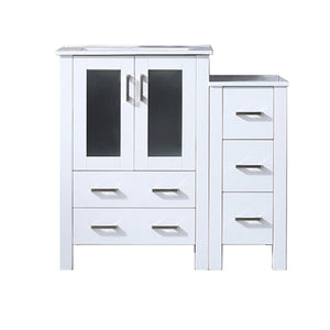 English Elm White Bath Vanity 36 in. W with Side Cabinet, Soft-Close Drawers, Scratch-Resist Ceramic Top, Mirror Included B2731S00945