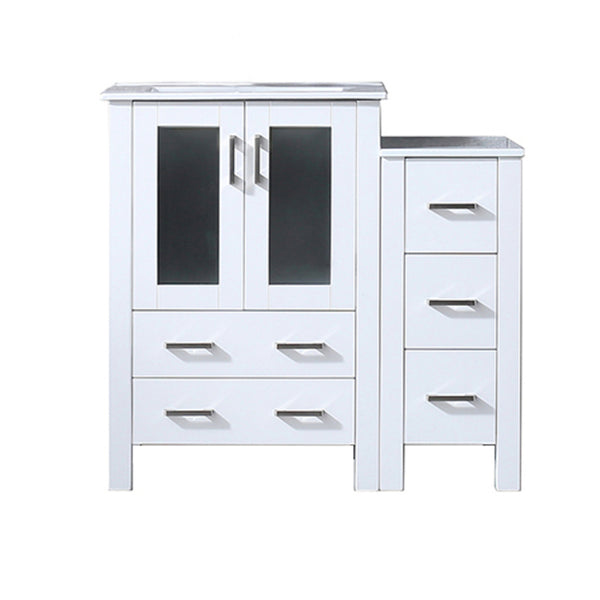 English Elm White Bath Vanity 36 in. W with Side Cabinet, Soft-Close Drawers, Scratch-Resist Ceramic Top, Mirror Included B2731S00945