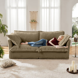 English Elm Modern Slipcovered 2-Seat Sofa Couch - Comfy Corduroy, Removable Covers, Ideal For Small Spaces! W3041S00064