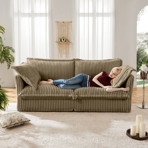 English Elm Modern Slipcovered 2-Seat Sofa Couch - Comfy Corduroy, Removable Covers, Ideal For Small Spaces! W3041S00064