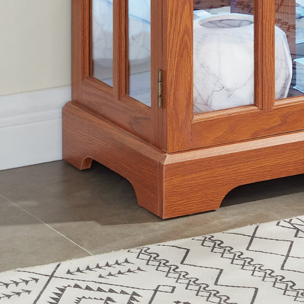 English Elm Vintage Led Curio Display Cabinet - Antique Oak Showcase With Adjustable Shelves & Bluetooth Lighting W1758P300120-GIGA