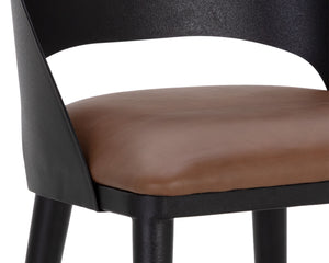 Sunpan Dezirae Barstool - Stylish Curved Back Design with Genuine Leather Seat and Unique Craftsmanship Black / Cognac Leather