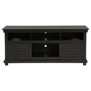 English Elm Castleton Farmhouse Pine Media Console with Six Compartments for Living Room Entertainment Dark Brown B062P448014