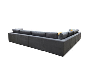 English Elm Coffee Bean Textured Modular Sectional Sofa Low Profile Contemporary Living Room Light Gray B2748S00070