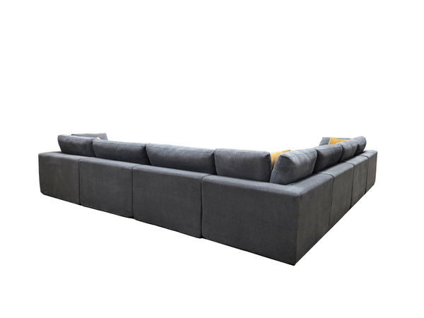 English Elm Coffee Bean Textured Modular Sectional Sofa Low Profile Contemporary Living Room Light Gray B2748S00070