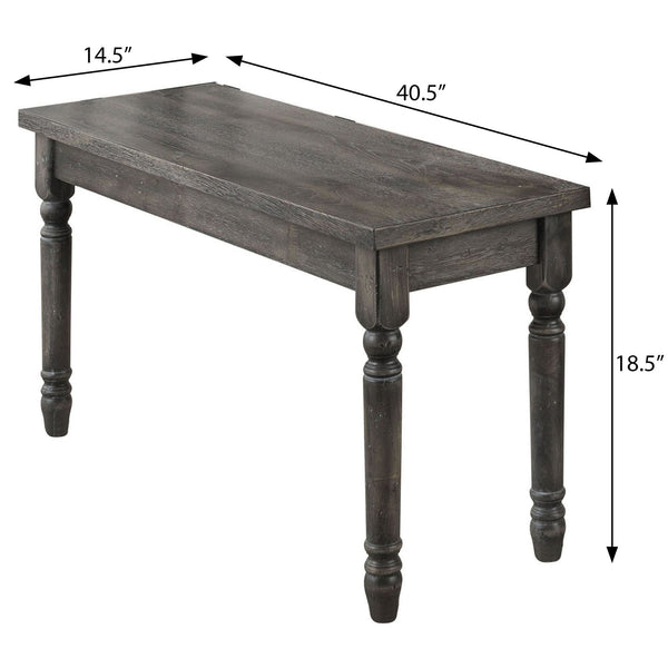 English Elm Weathered Grey Farmhouse Dining Bench with Turned Legs, Cozy Rustic Rubberwood Seating for 2 Guests B062P189065