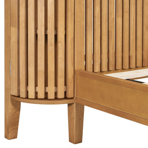 English Elm Christopher Knight Home® - Queen Solid Wood Bed with Slat Headboard, Dual 3-Layer Side Storage & Display Shelves, Sturdy Framing N758Q532728N