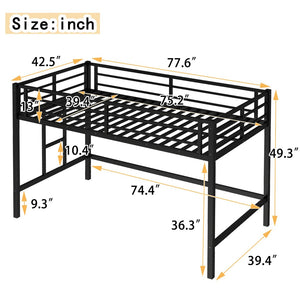 English Elm Twin Metal Loft Bed With Ladder & Guardrails - Stylish Space-Saving Solution For Kids’ Rooms! W1580P309651-GIGA