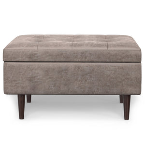 English Elm Shay Mid Century Storage Ottoman Coffee Table with Lift-Top, Tufted Vegan Leather, Wood Frame Gray B136P252673