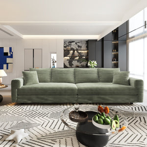 English Elm 102.4 Inch Plush Corduroy Cloud Sofa Deep Seat Four Person Convertible Lounge for Living Room Green W1885S00276