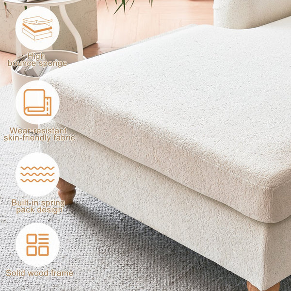 English Elm Modern Mid-Century Oversized Chaise Lounger Sofa Bed with Solid Wood Legs, Deep Seat Comfort Sleeper White W2363S00071