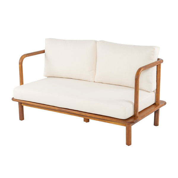 English Elm Canape Solid Acacia Wood Outdoor Conversation Set Sculptural Teak Finish Patio Seating N773OC00090T
