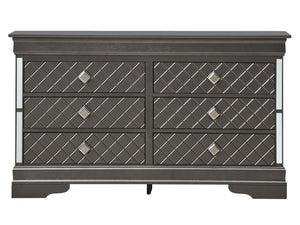 English Elm Verona G6702-D Dresser - Sleek Metallic Black With Silver-Champagne "X" Motif & Spacious Storage Solutions B078108374-GIGA