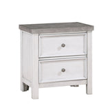 English Elm White and Gray Finish 1 Piece Bedroom Nightstand Of 2 Drawers Classic Design Wooden Furniture