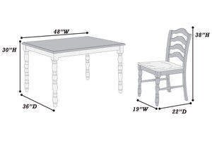 English Elm 5-Piece Ranch Style Dining Set with Oak Top Table & White Ladder Back Chairs — Rustic Comfort for Families B089P389533