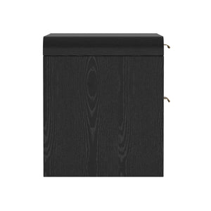 English Elm Grace 28" Nightstand Black & Gold – Modern MDF Bedside Table with 2 Soft-Close Drawers, Chic Glam Handles B365P400011